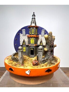 Our America Haunted House Decorative Candle Topper Halloween Scene